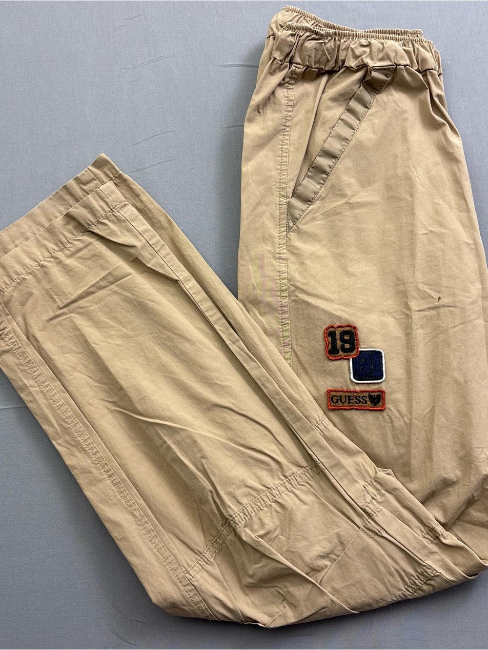 GUESS Men's Beige Track Pants XL (20) Elastic Waist Straight Leg Activewear